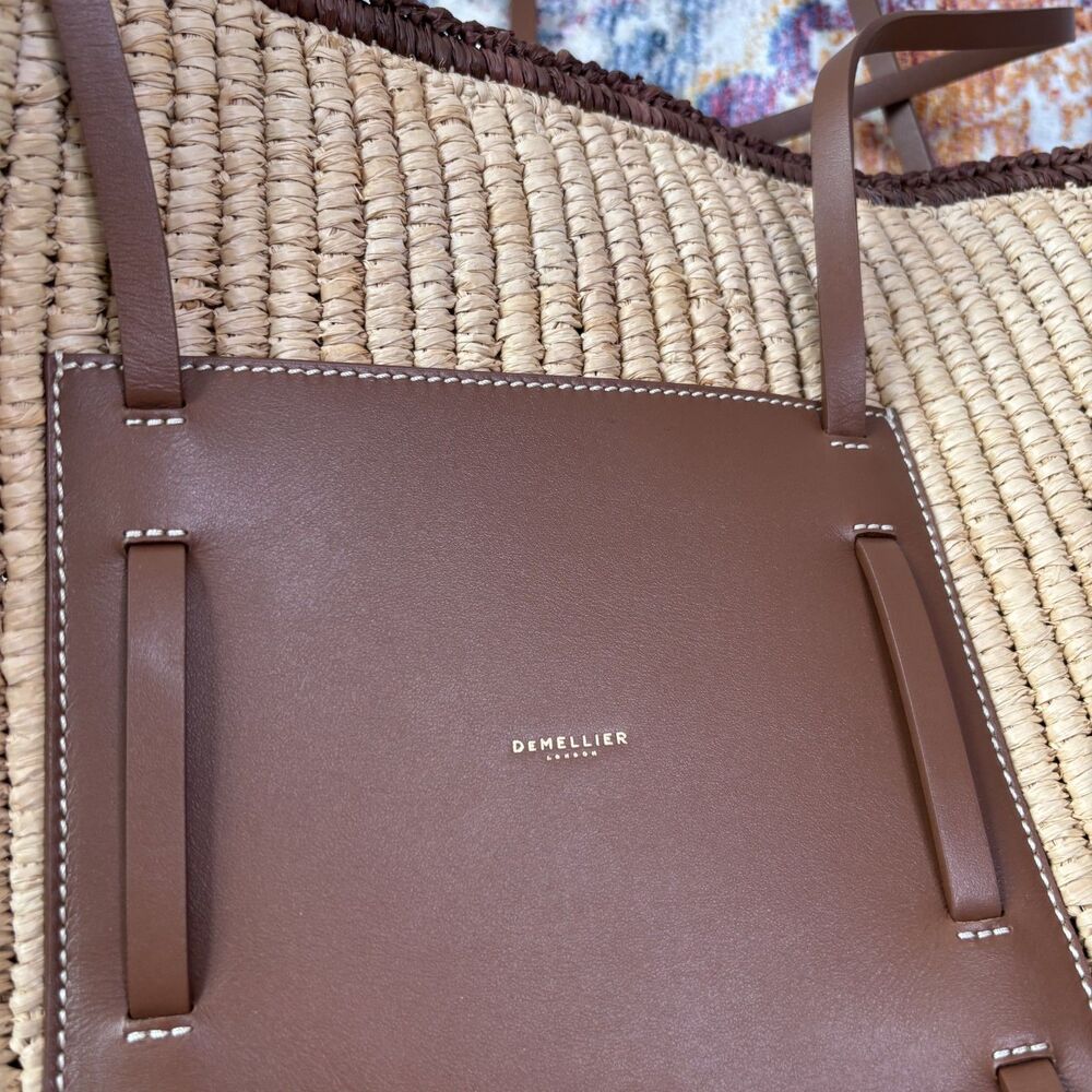 Demellier Large Capri Raffia Tote Bag - Picture 6 of 8